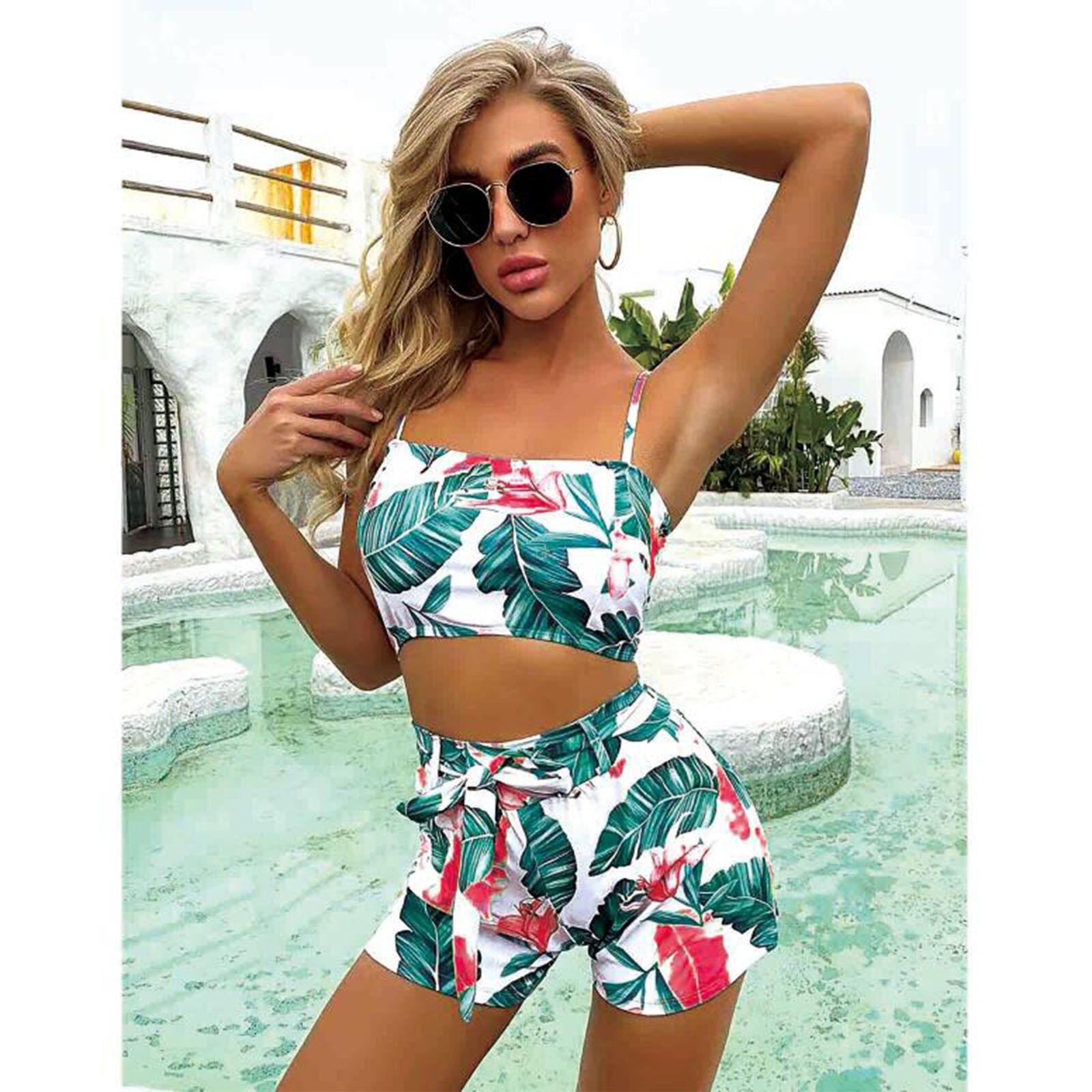 GJOB 2025 Seri Şık Mayo Havuz Başı Plaj Seti Deniz 3 Lü Set Medium Çiçekli Bikini Seti