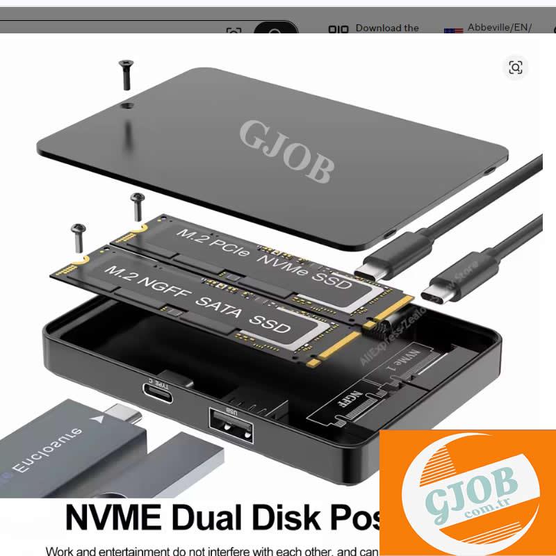 GJOB DUAL M2 NVME SSD DİSK KUTUSU DİSK HARİÇ