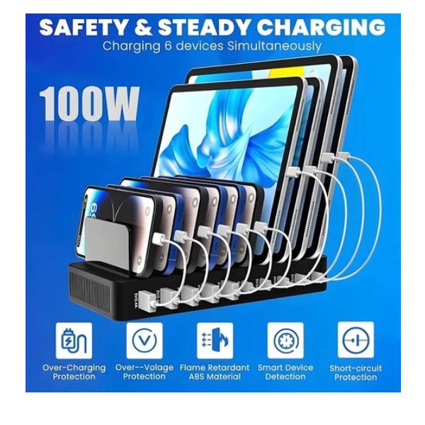 Gjob 100W Evrensel Çoklu USB Şarj Cihazı İstasyonu 16 Port USB Şarj Istasyonu Tablet Standı Ipad Iphone 15 14 13 Pro Max Samsung S24